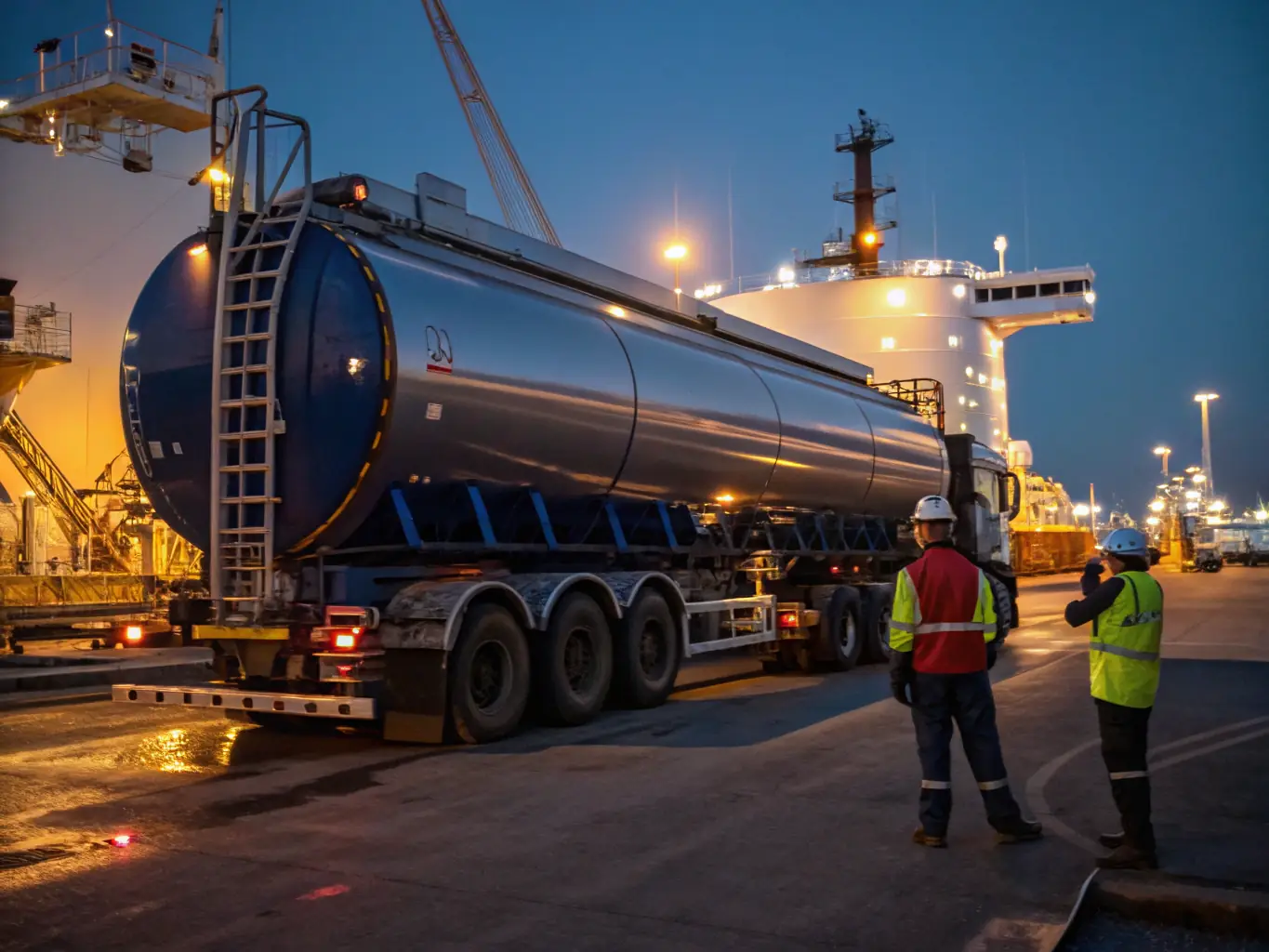 A high-quality image of fuel oil being loaded onto a ship.