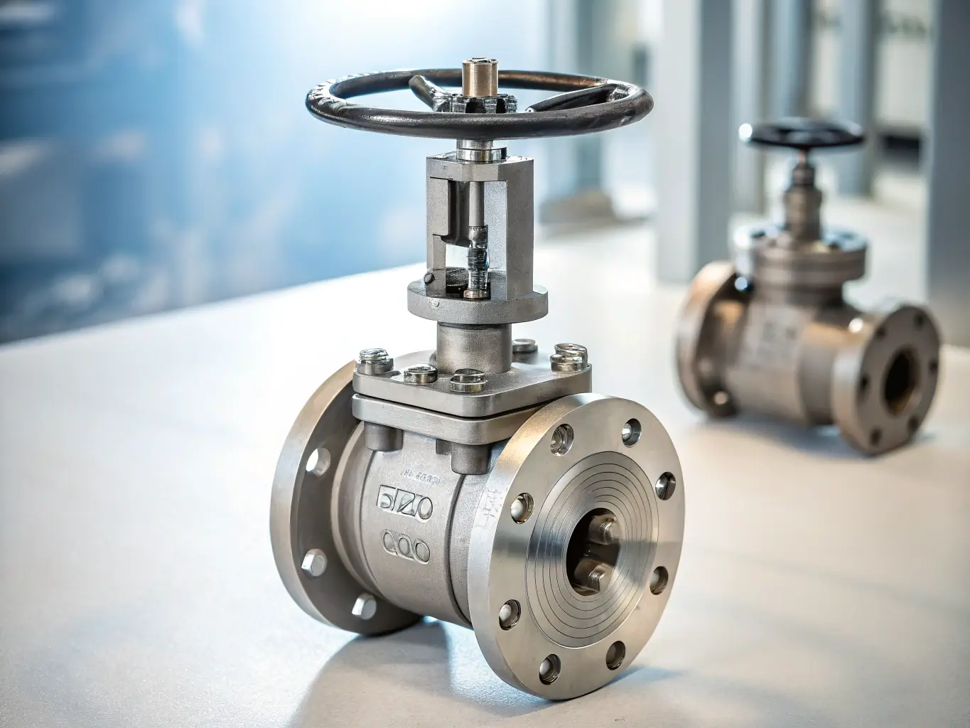 A close-up shot of a storage tank valve and pipeline connection, emphasizing the precision and safety measures in place.